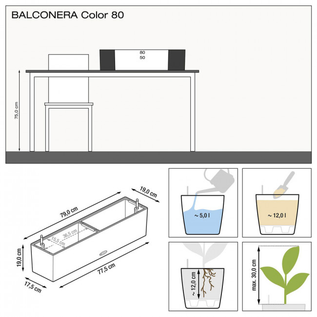 Кашпо Lechuza Balconera Color 80 (мускатный) с автополивом