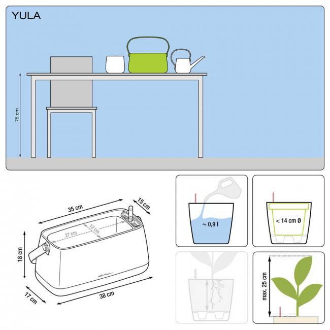 Корзина для растений Lechuza Yula (бело-розовый) с автополивом