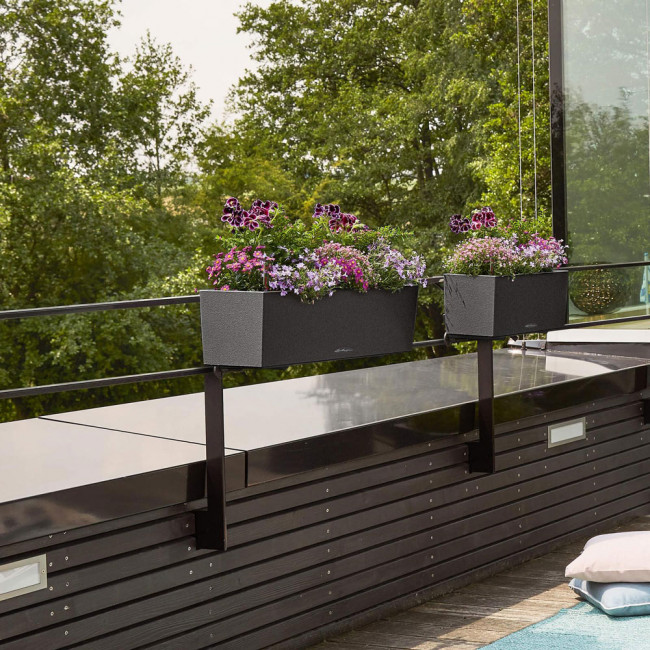 Кашпо Lechuza Balconera Stone 50 (графитовый черный) с автополивом