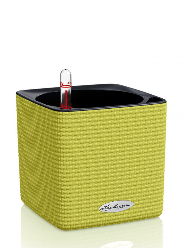 Кашпо Lechuza Cube Color (лайм) с автополивом
