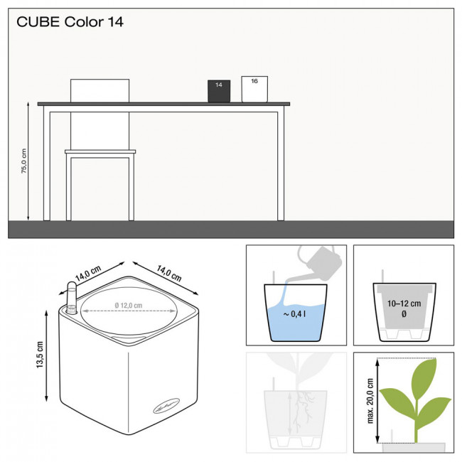 Кашпо Lechuza Cube Color (лайм) с автополивом