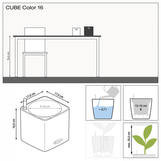 Кашпо Lechuza Cube Color (лайм) с автополивом