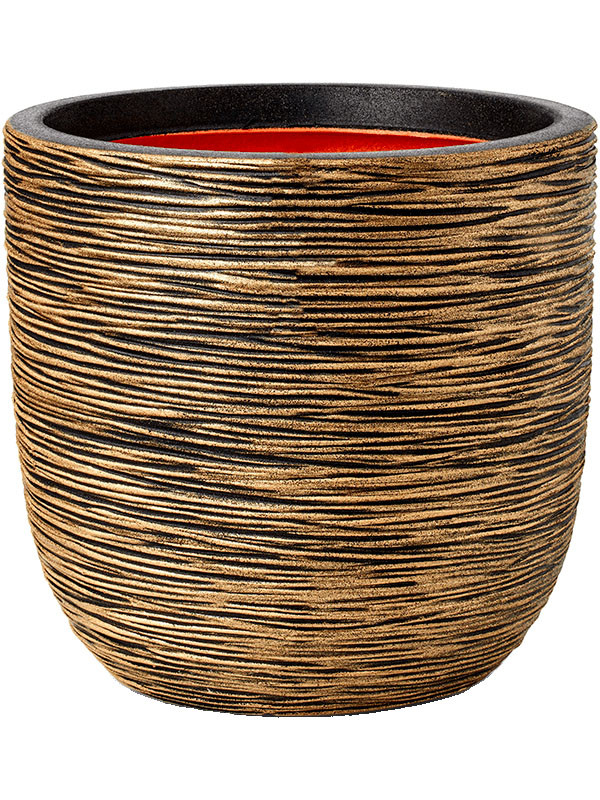 Кашпо Capi nature rib nl planter ball black gold